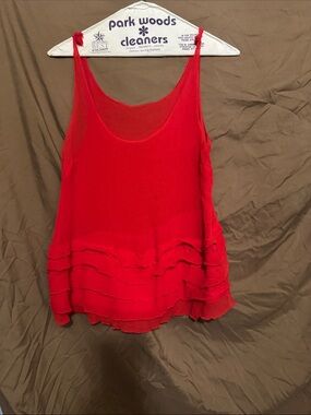 J. Crew Red Ruffle-Hem Tank Camisole